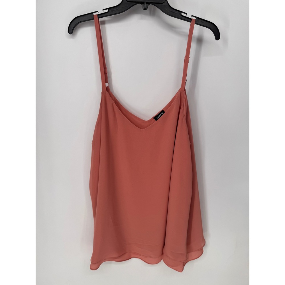 Torrid Camisole Women Size 2 Coral Pink  Adjustable Strap Double Layer Chiffon